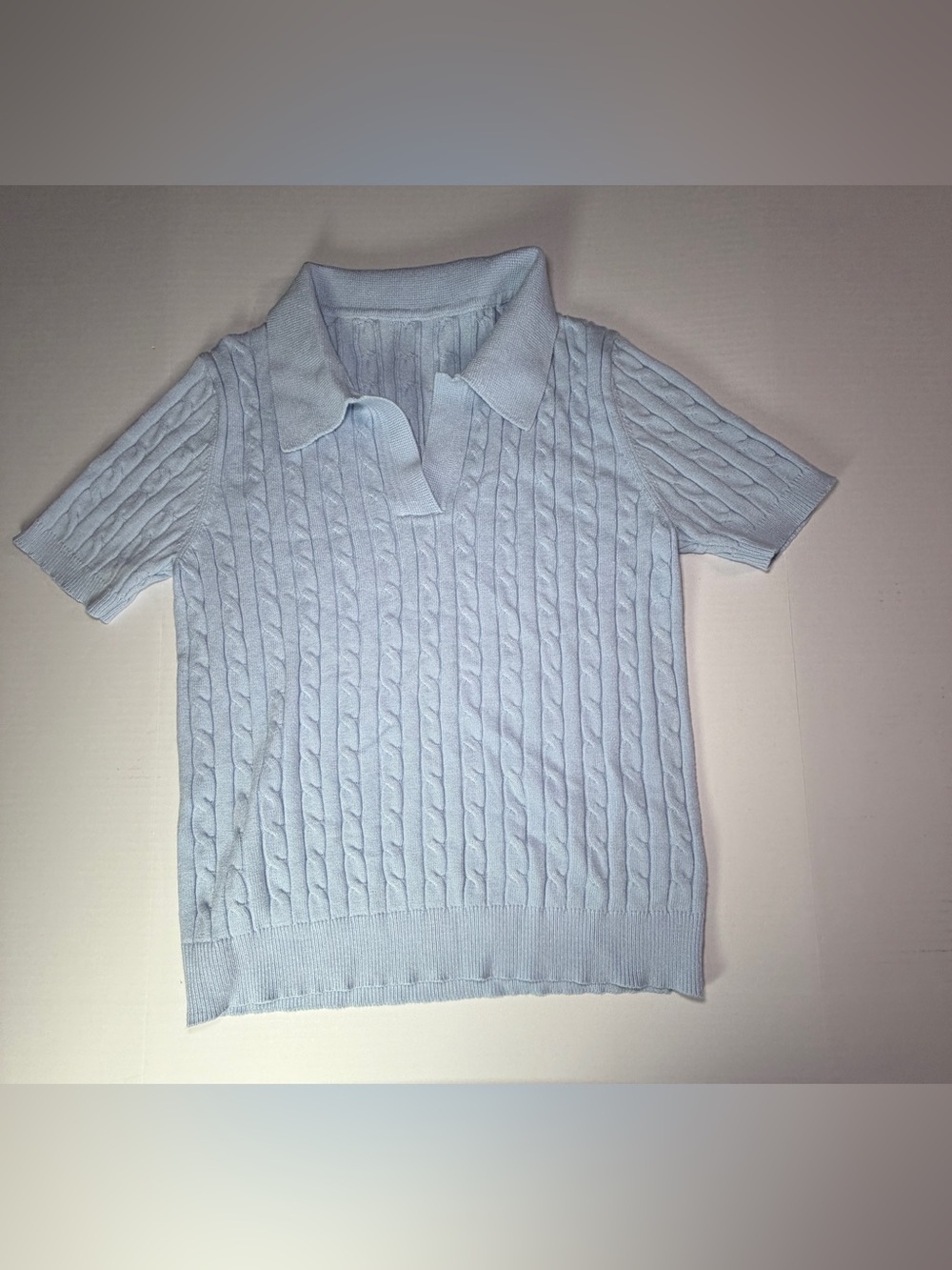 Light Blue Knit Polo Top with Tag - X-Large